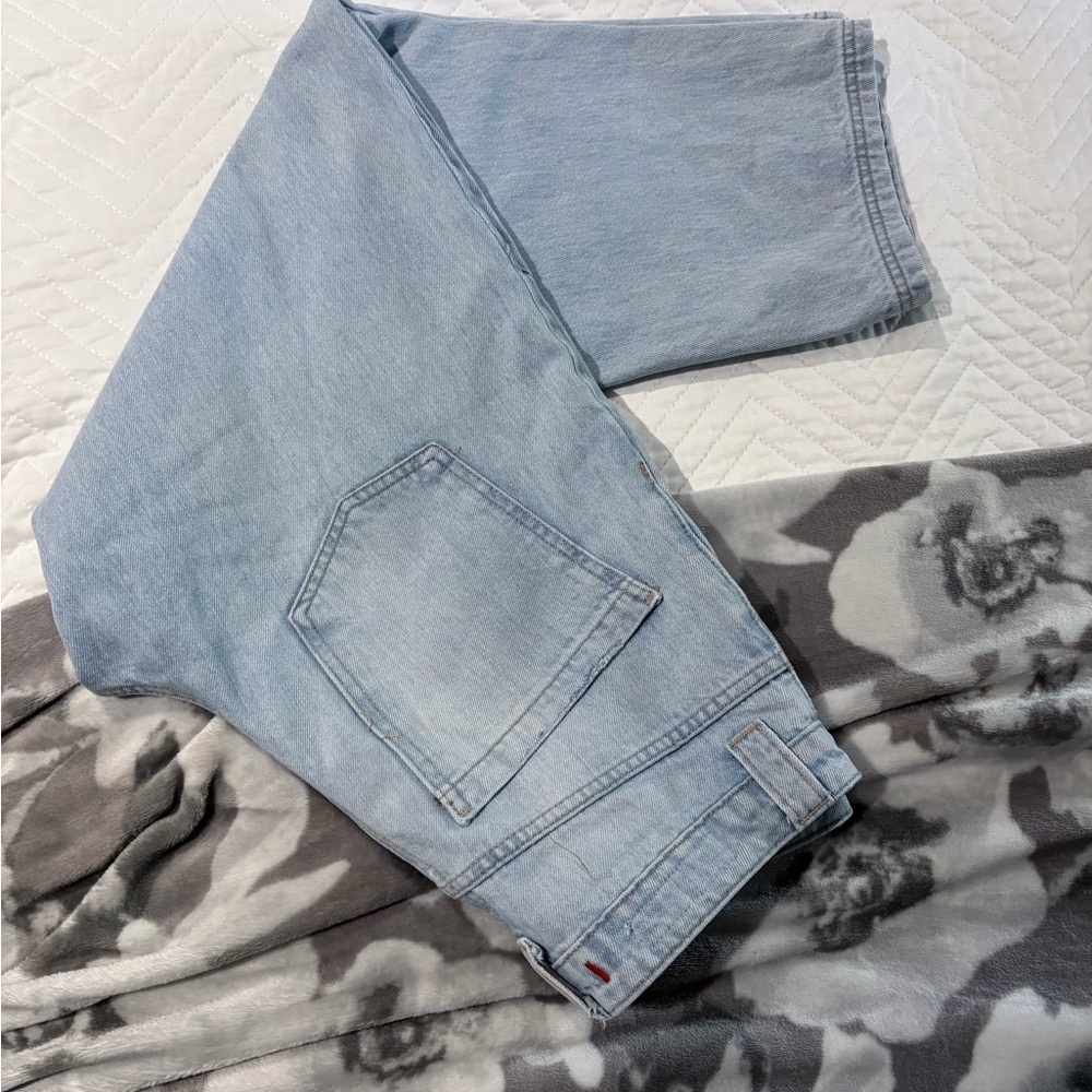 Zara Blue Barrel Jeans Classic Denim